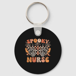 Spooky Nurse Halloween Skeleton Costume Retro Groo Key Ring