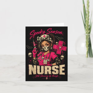 Spooky Nurse Halloween Skull Scrub Rn Nursing Gift Card