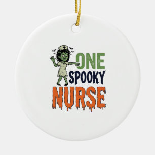 Spooky Nurse Halloween Vintage Vector Design_1 Ceramic Ornament