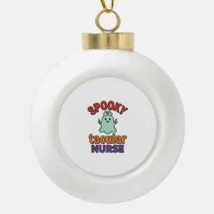 Spooky Nurse Halloween Vintage Vector Shirt Design Ceramic Ball Christmas Ornament