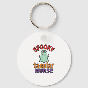 Spooky Nurse Halloween Vintage Vector Shirt Design Key Ring