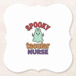 Spooky Nurse Halloween Vintage Vector Shirt Design Paper Coaster