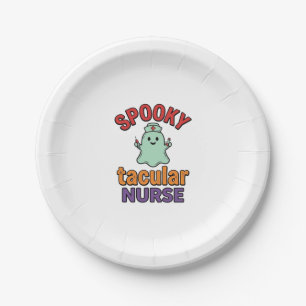 Spooky Nurse Halloween Vintage Vector Shirt Design Paper Plate