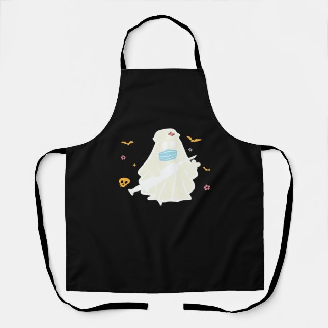 Spooky Nurse Practitioner Cute Halloween Oversized Apron (Front)