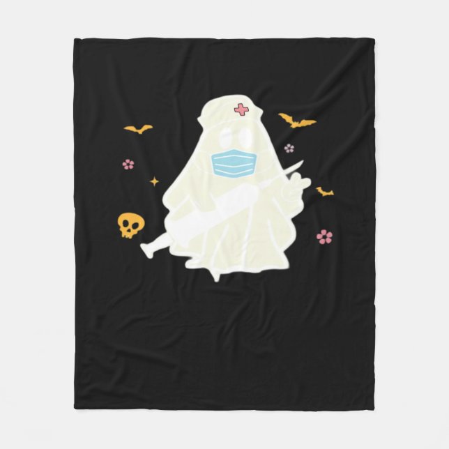 Spooky Nurse Practitioner Cute Halloween Oversized Fleece Blanket (Front)