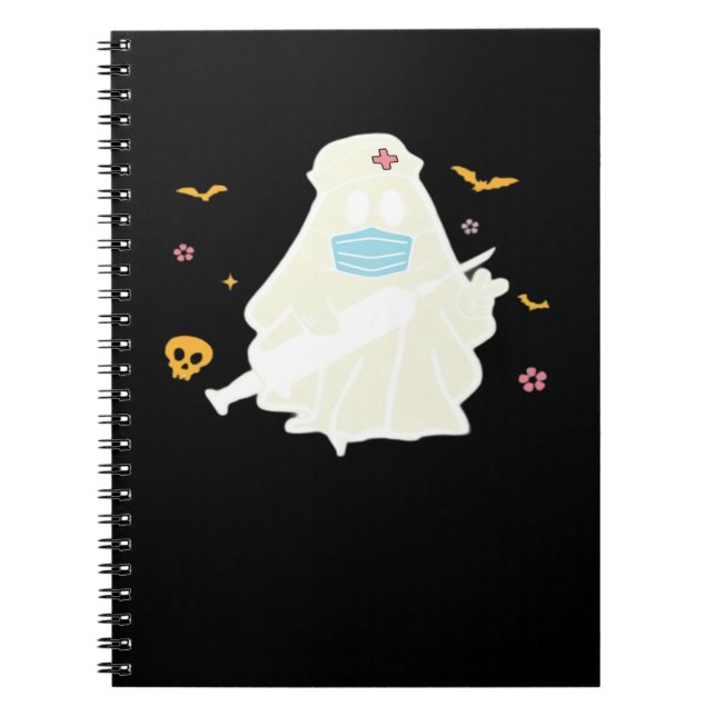 Spooky Nurse Practitioner Cute Halloween Oversized Notebook (Front)