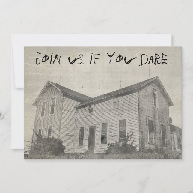 Spooky Old Distressed Haunted Halloween House Invitation (Front)