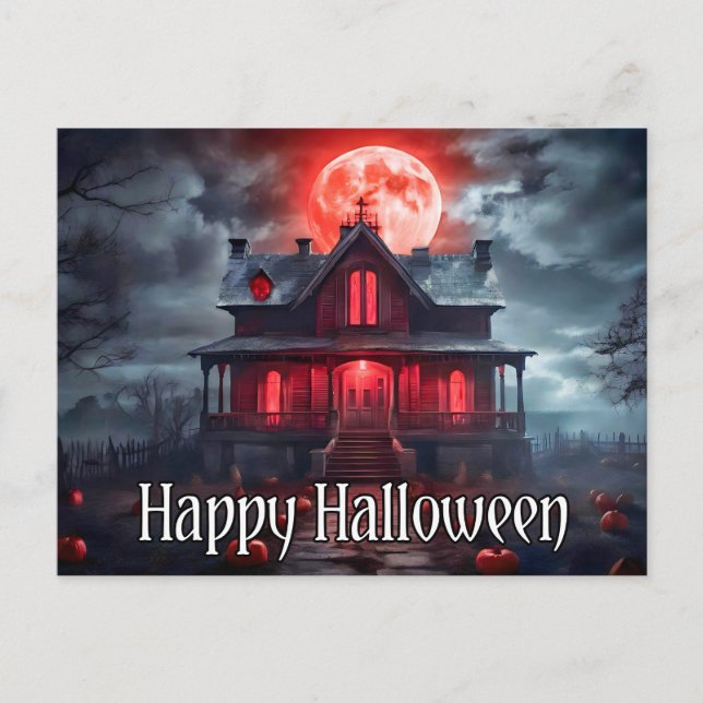 Spooky Old Haunted House | Happy Halloween Postcard (Front)