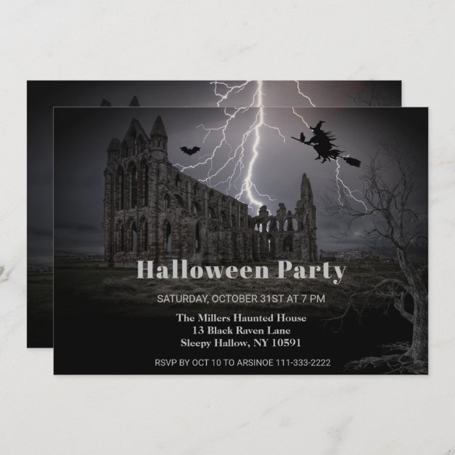 Spooky Old Ruins Halloween Party Invitation (Front/Back)