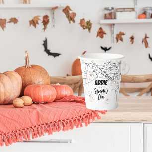 Spooky One 1st Birthday Cups Pink Ghosts