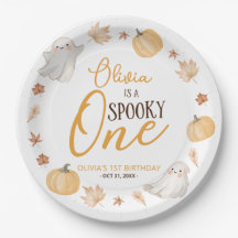Spooky One 1st Birthday Cute Ghost Fall Leaves