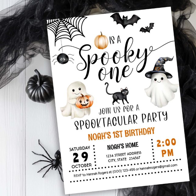 Spooky ONE 1st Birthday Ghosts Neutral Invitation  (Creator Uploaded)