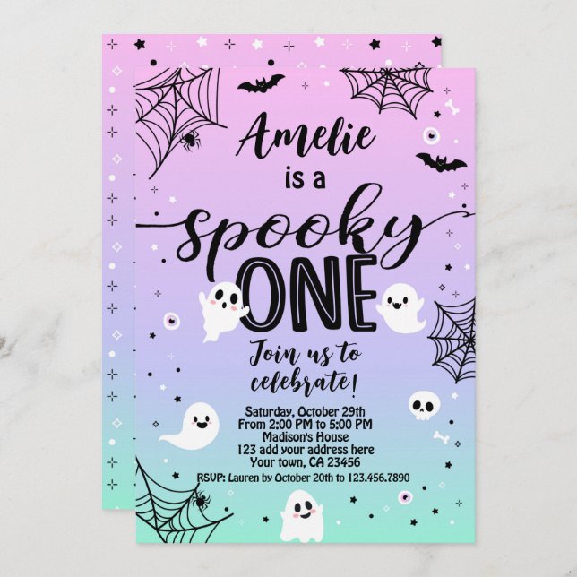 Spooky One, 1st Birthday Halloween Invitation (Front/Back)