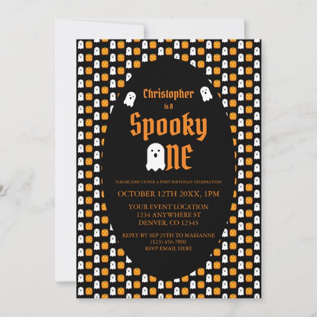 Spooky One 1st Birthday Invitation (Front)