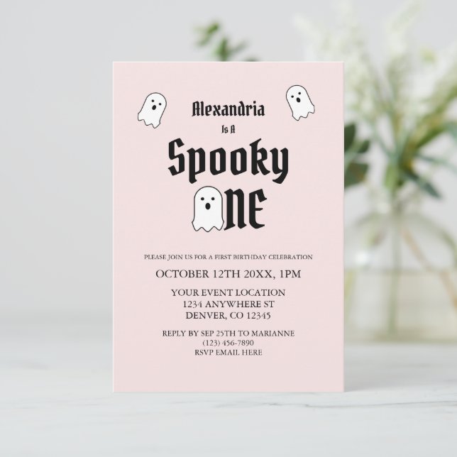 Spooky One 1st Birthday Invitation (Standing Front)