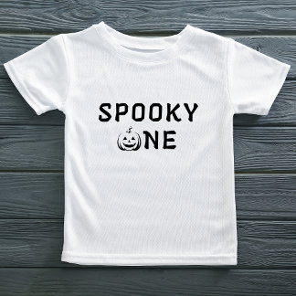 Spooky One 1st Birthday Pumpkin Face  Baby T-Shirt