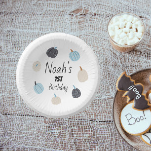 Spooky One 1st Birthday Tableware Blue Pumpkin Paper Plate