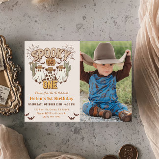 Spooky One 1st Birthday Western Party Photo Invitation