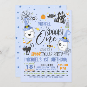 Spooky One Birthday Invitation - Blue