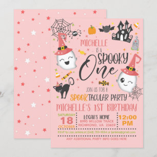 Spooky One Birthday Invitation - Pink