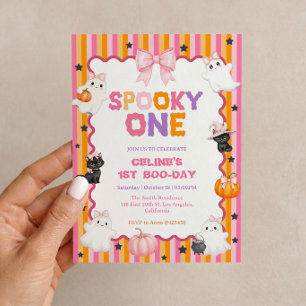 Spooky One Birthday Invitation Pink Halloween