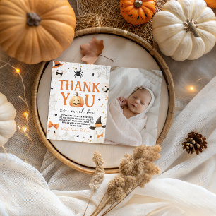 Spooky One Birthday Photo Thank You Invitation