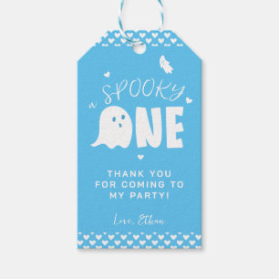 Spooky One Blue Boy Ghost Halloween 1st Birthday Gift Tags