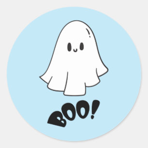 Spooky One Blue Cute Ghost Halloween 1st Birthday  Classic Round Sticker