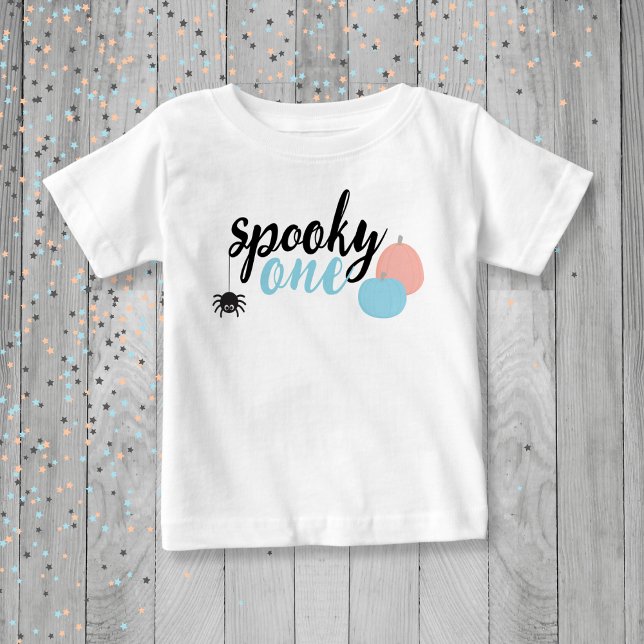 Spooky One Blue First Birthday Baby T-Shirt (Spooky One Birthday Shirt)