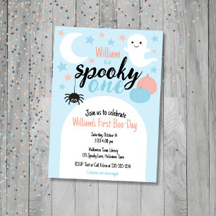 Spooky One Blue First Birthday Invitation
