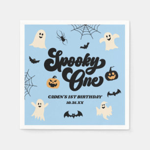 Spooky One Blue Halloween 1st Birthday Party Napkin