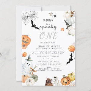 Spooky One Boo Ghost Halloween 1st Birthday  Invitation