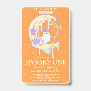 Spooky One Boy Name Kids Halloween 1st Birthday ID Badge