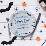 Spooky One! Boys Halloween 1st Birthday Party Paper Plate<br><div class="desc">Celebrate in style with these trendy 1st birthday party paper plates. This design is easy to personalise with your special event wording and your guests will be thrilled when they see these fabulous paper plates. Matching items can be found in the collection.</div>