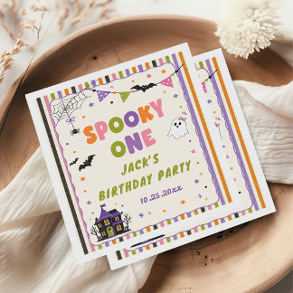 Spooky One Colourful Halloween Birthday Party Napkin