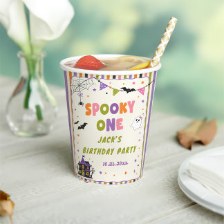 Spooky One Colourful Halloween Birthday Party Paper Cups