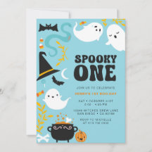 SPOOKY ONE Cute and Modern BOY Ghost Invitation