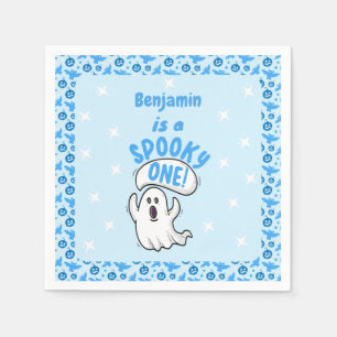 Spooky One Cute Funny Halloween Ghost 1st Birthday Napkin