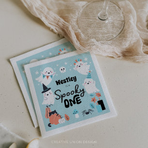Spooky One Cute Ghost Boy 1st Birthday Party Napkin