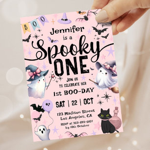 Spooky One Cute Ghost Girl Halloween 1st Birthday  Invitation