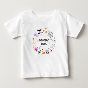 Spooky One Cute Ghost Halloween 1st Birthday Baby T-Shirt