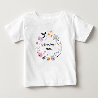 Spooky One Cute Ghost Halloween 1st Birthday  Baby T-Shirt