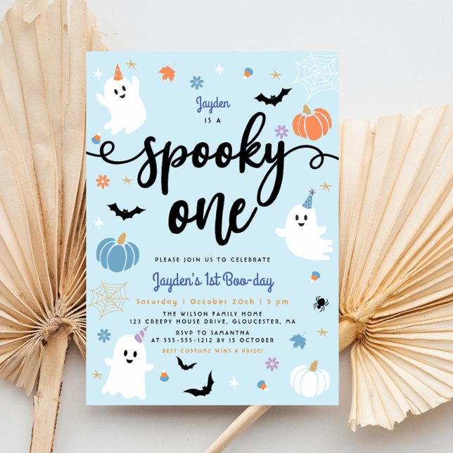 Spooky One Cute Ghost Halloween 1st Birthday Invitation (Creator Uploaded)