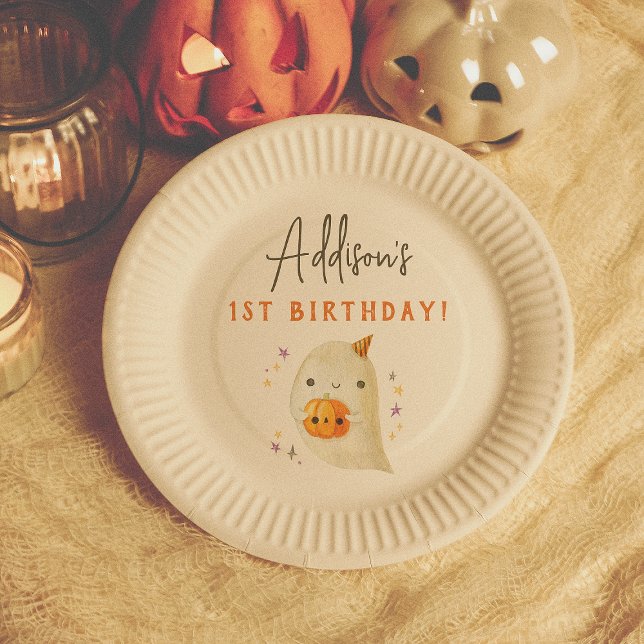 Spooky One Cute Halloween 1st Birthday Party Paper Plate (Creator Uploaded)