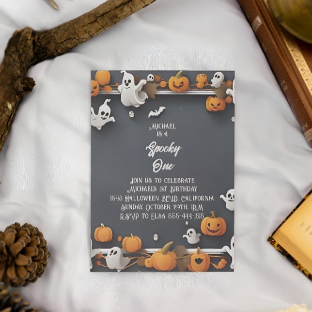 Spooky One Cute Halloween First Birthday Invitation (Creator Uploaded)