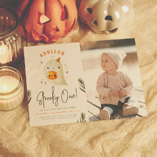 Spooky One Cute Halloween First Birthday Photo Invitation