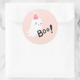 Spooky One Cute Halloween Ghost 1st Birthday Favou Classic Round Sticker