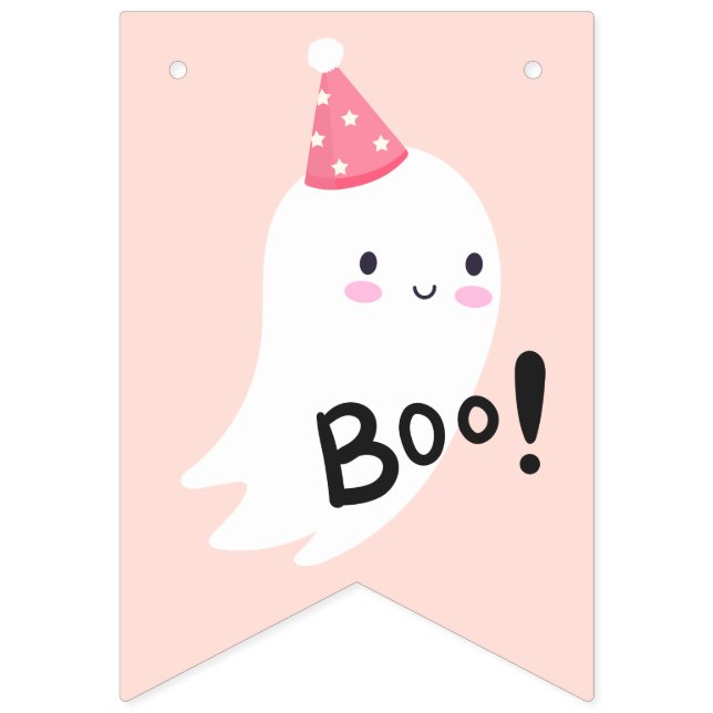 Spooky One Cute Halloween Ghost 1st Birthday Party Bunting (First Flag)