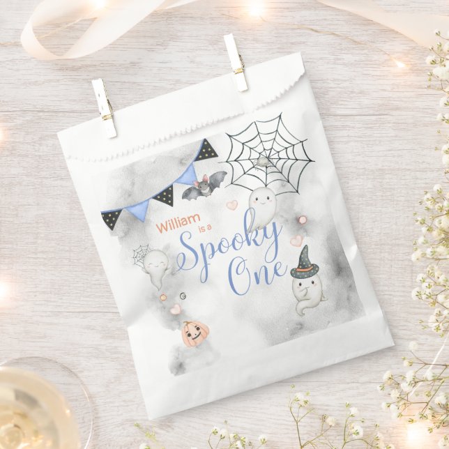 Spooky One Cute Halloween Ghost 1st Birthday Party Favour Bag (Clipped)