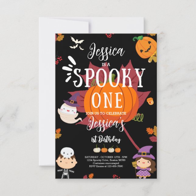 Spooky One Cute Halloween Ghost 1st Birthday Party Invitation (Front)